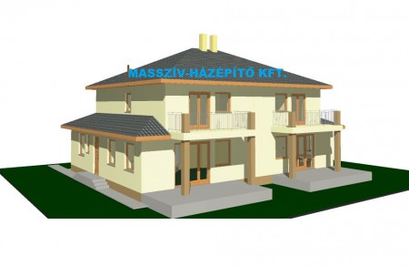 126 m2-es, mediterrán stílusú, kétszintes ikerház, HÁTSÓ RÉSZ, TERASZOK